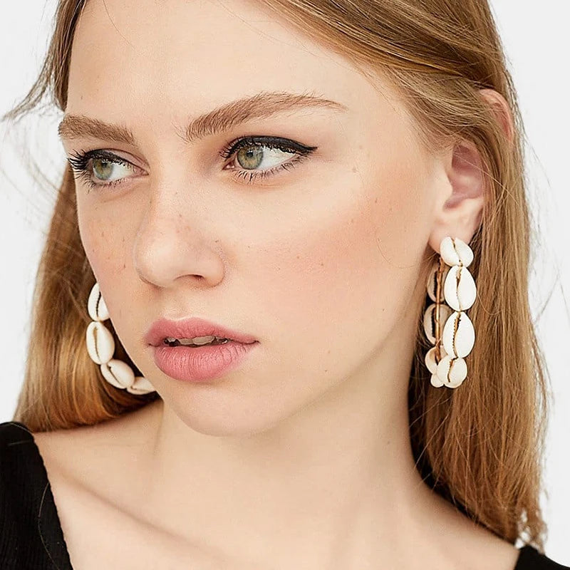 FCP Natural Conch Shell Dangle Drop Earrings - flowerchildpeople Clothing Co