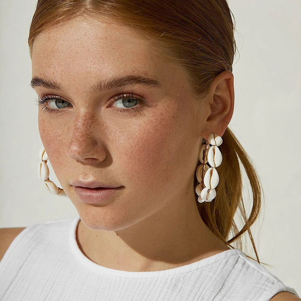 FCP Natural Conch Shell Dangle Drop Earrings - flowerchildpeople Clothing Co