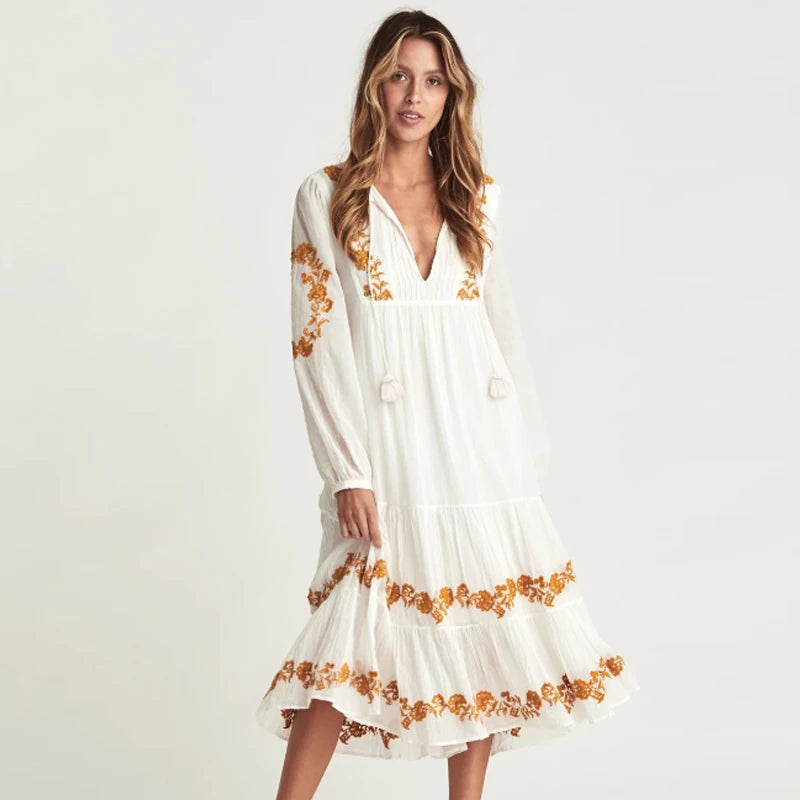 FCP Embroidery Loose Dress - flowerchildpeople Clothing Co