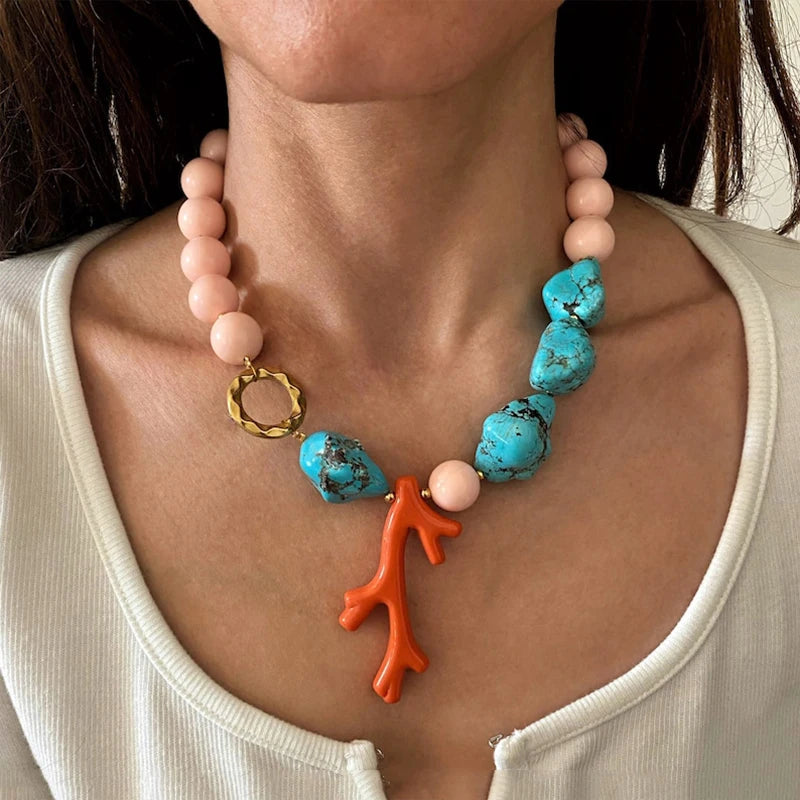 FCP Handmade Round Stone Short Necklace - flowerchildpeople Clothing Co