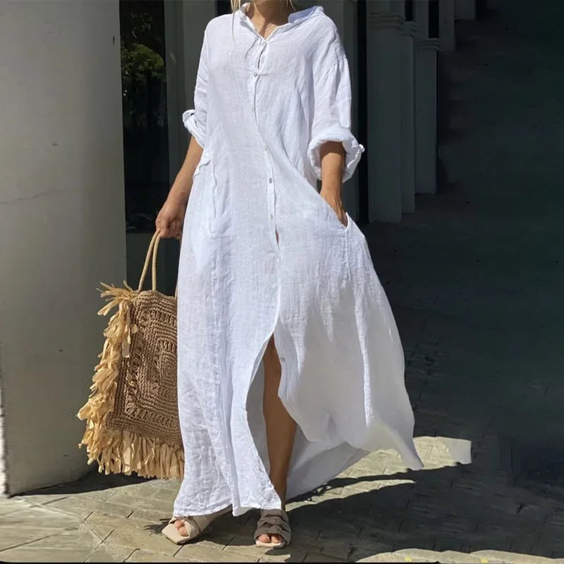 FCP Cotton Button Loose Dresses - flowerchildpeople Clothing Co