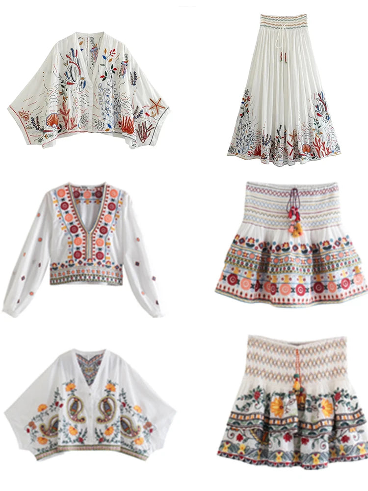 FCP Outfits V Neck Button Tiered Mini Skirt Set - flowerchildpeople Clothing Co
