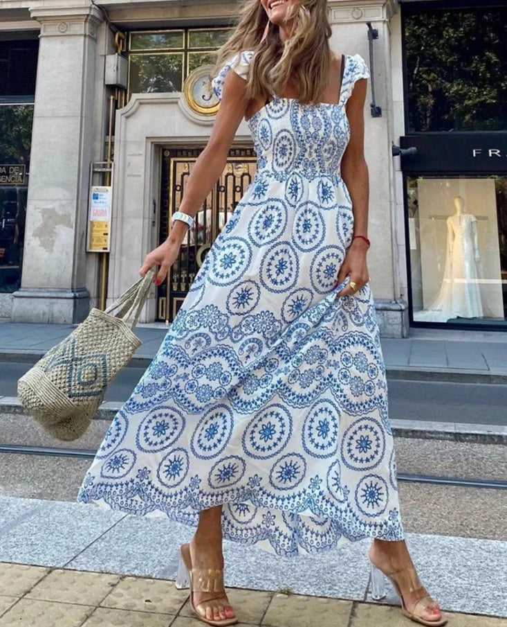 FCP Floral Embroidery Casual Maxi Long Dress - flowerchildpeople Clothing Co